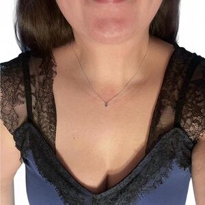 Navy Black Trimmed Sleeveless Blouse Wide Eyelash Lace Straps.